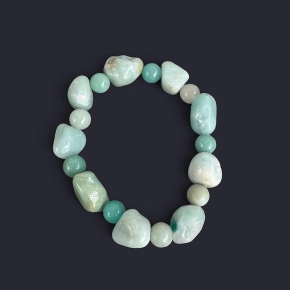 Amazonite Chunky Nugget Gemstone Bead Bracelet